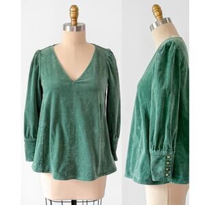 Tuckernuck Sea Sage Green Corduroy Babydoll Top (S)